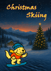 Animal Christmas Skiing Night_Orange