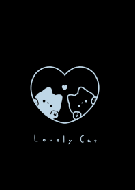 ねことハート。 黒と水色