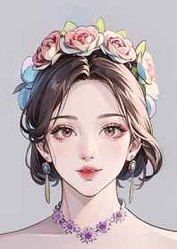 可愛玫瑰花少女