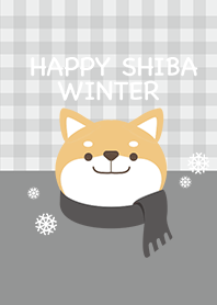 HAPPY SHIBA WINTER -black and white-