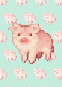 Pig Pattern Theme Pixel Green05