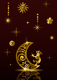 Gold kokopelli & Crescent moon Bordeaux