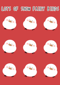 LOTS OF SNOW FAIRY BIRDS-RED-BEIGEj