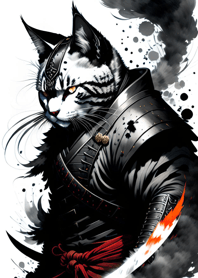 Ink wash cat samurai 3c9c9F