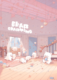 cute bear in minimal house