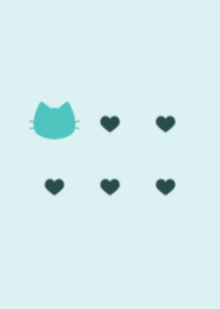 cute cat&heart.(sea green)