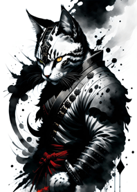 Ink wash cat samurai 436254