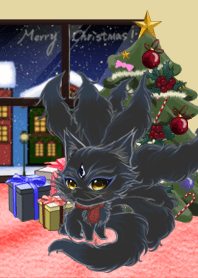 黑色九尾狐(聖誕) - 深色版