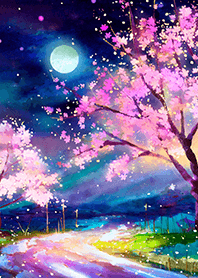 Beautiful night cherry blossoms#847