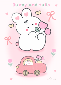 Bunny and tulip  >______<