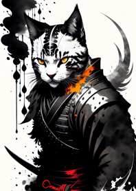 Ink wash cat samurai C50eF8