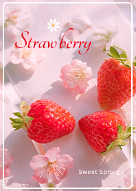 Pink, cute sakura and strawberries