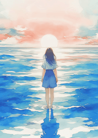 淨化身心-遙望大海的女孩1 聽海的聲音