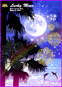 Love luck  Full moon and dolphins
