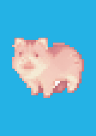 Pig Pixel Art Theme  Blue 04