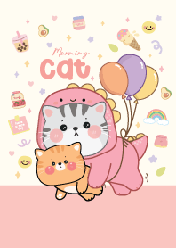Cat dino pink & little cat :D