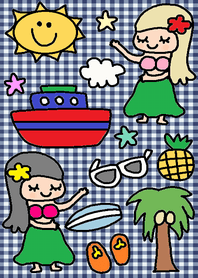 (Hawaiian girls)white