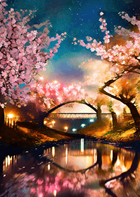Beautiful night cherry blossoms#1481
