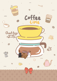 Three Bear Friends Warm Coffee Moment