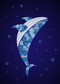 Whale with Blue Flowering Hydrangeas