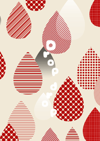 雫々の曇り空 ベージュ×赤色