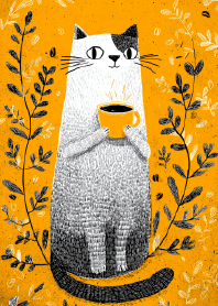 Black & White Cute with Yellow Cup