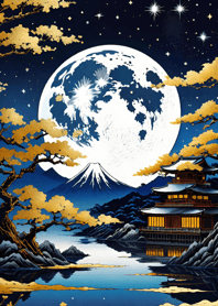 Mountain, Sea, and Moonlit Night E37904