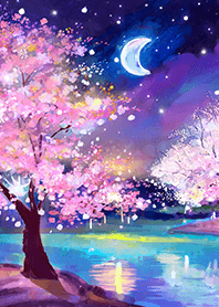 Beautiful night cherry blossoms#1000
