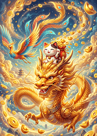 Maneki Neko Cat: With a Dragon 3
