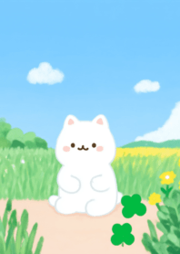 cute white cat in a meadow 3_16