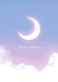 Cloud & Crescent Moon  - Blue& Purple 07
