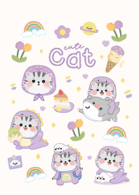 Cat minimal cute : purple :)