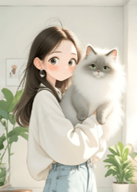 Girl and Cat V.34
