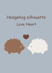 Hedgehog silhouette Love Heart  Blue