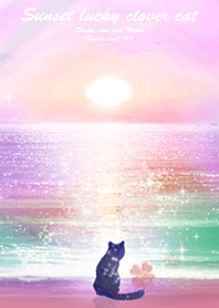 運気上昇 Sunset lucky clover cat2