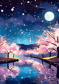 Beautiful night cherry blossoms#822
