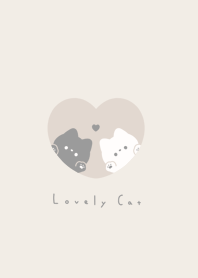 Pair Cats in Heart(NL)/beige(thick)BR.