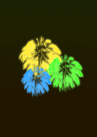 Fireworks of the night sky Deep green