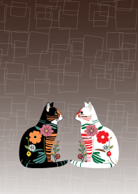 Cat and cat on brown