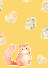Girly Cat on light yellow