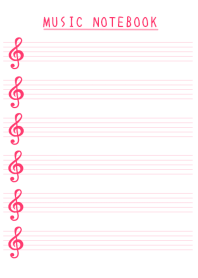 RED COLOR MUSICAL NOTES/WHITE