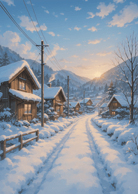 Peaceful Snowy Morning Village