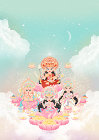 Green: Parvati:Lakshmi:Saraswati:Ganesha