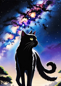 Night Moon Star Cat 73D615