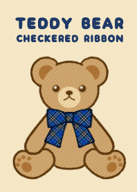 Teddy Bear[CHECKERED RIBBON/BLUE]