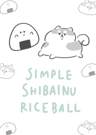 Simple Rice ball Shiba Inu White blue
