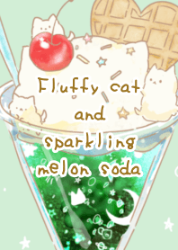 Fluffy cat and sparkling melon soda