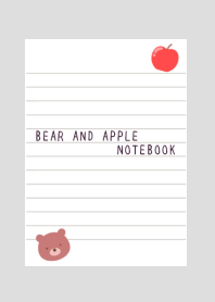 BEAR AND APPLE NOTEBOOK/GRAY