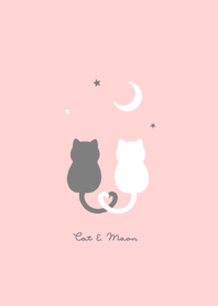 ネコと月。黒とピンク