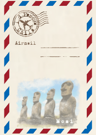 Airmail I.d.Pascua Chile moai Ver.